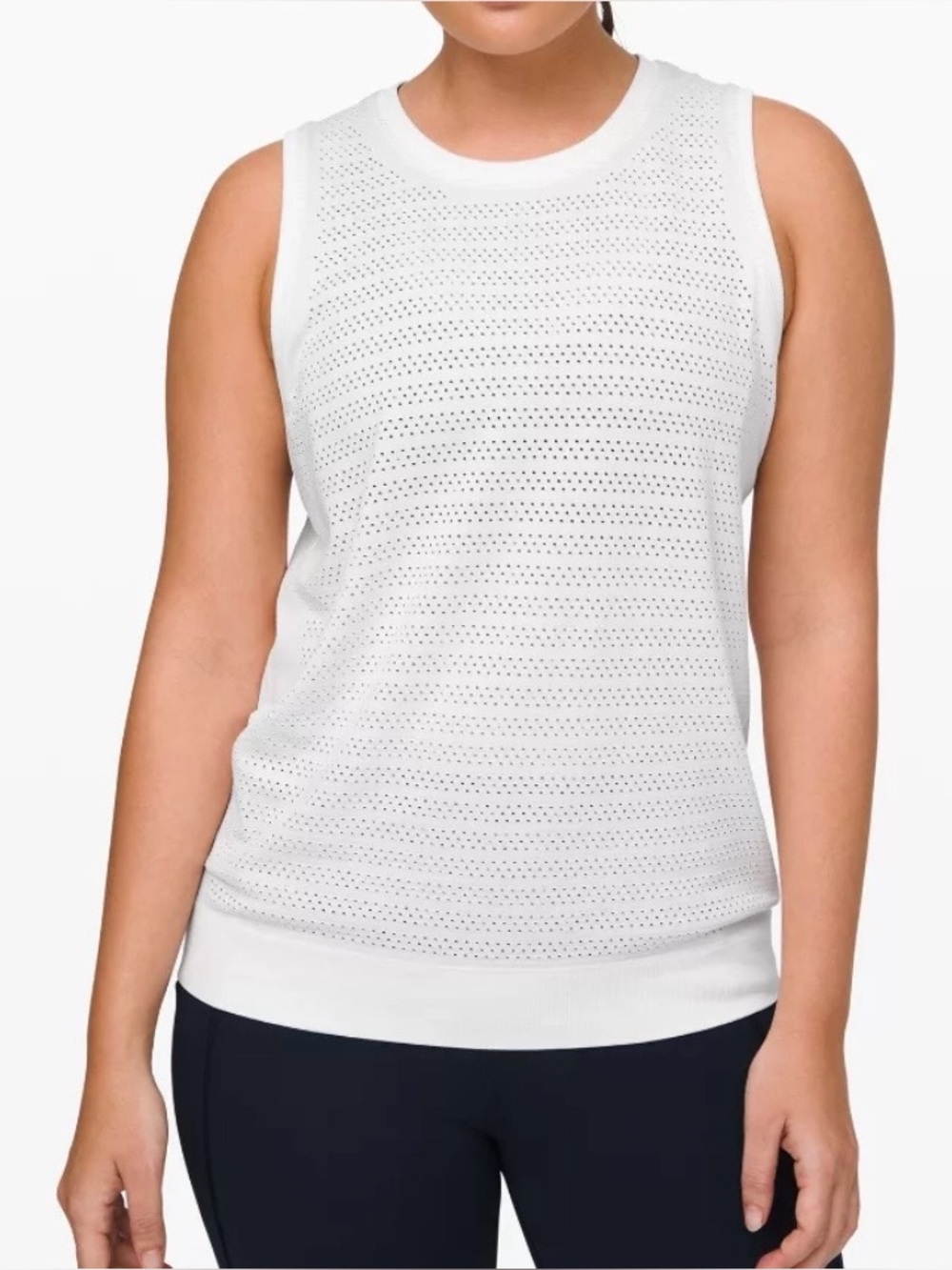 lululemon athletica White Perforated Knit Tank Top size 6